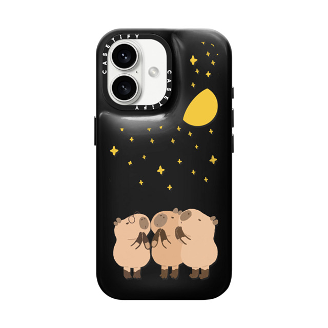 Capybara Biubiu x CASETiFY iPhone 16 ケース Phantom Black ピローケース Wishing Capybara