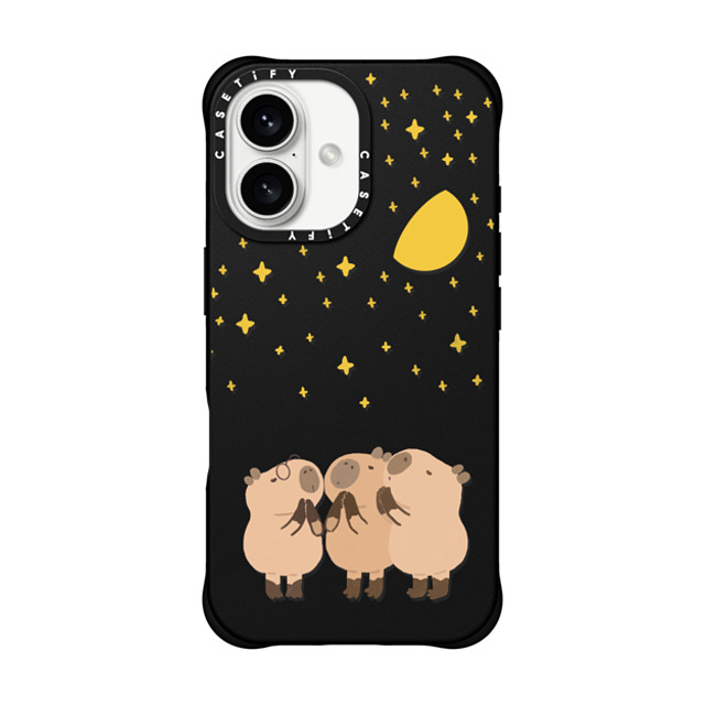 Capybara Biubiu x CASETiFY iPhone 16 ケース ブラック BioVeg ケース MagSafe対応 Wishing Capybara