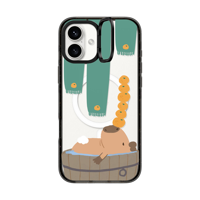 Capybara Biubiu x CASETiFY iPhone 16 Plus Case Black インパクトリングスタンドケース MagSafe対応 Bathing Capybara Capybara Biubiu x CASETiFY iPhone 16 Plus Case Black インパクトリングスタンドケース MagSafe対応 Bathing Capybara