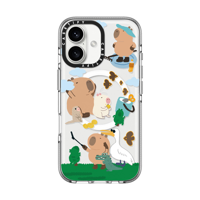 Capybara Biubiu x CASETiFY iPhone 16 ケース クリア クリア ケース MagSafe対応 Touring Capybara