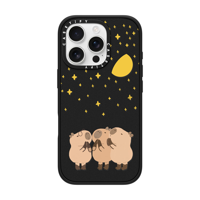 Capybara Biubiu x CASETiFY iPhone 16 Pro ケース マットブラック インパクトケース MagSafe対応 Wishing Capybara