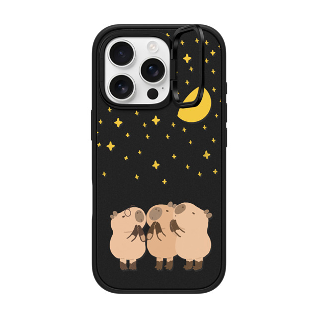 Capybara Biubiu x CASETiFY iPhone 16 Pro ケース マットブラック インパクトリングスタンドケース MagSafe対応 Wishing Capybara