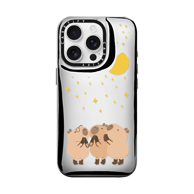 Capybara Biubiu x CASETiFY iPhone 16 Pro ケース シルバー ピローケース Wishing Capybara