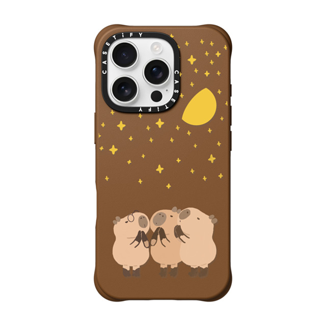 Capybara Biubiu x CASETiFY iPhone 16 Pro ケース タン BioVeg ケース MagSafe対応 Wishing Capybara Back to School Capybara Biubiu x CASETiFY iPhone 16 Pro ケース タン BioVeg ケース MagSafe対応 Wishing Capybara Back to School