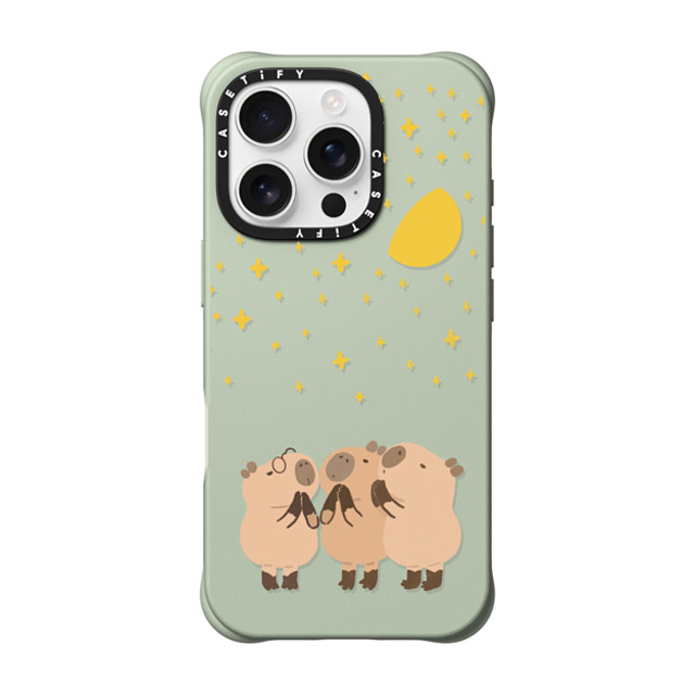 Capybara Biubiu x CASETiFY iPhone 16 Pro ケース Mint BioVeg ケース MagSafe対応 Wishing Capybara