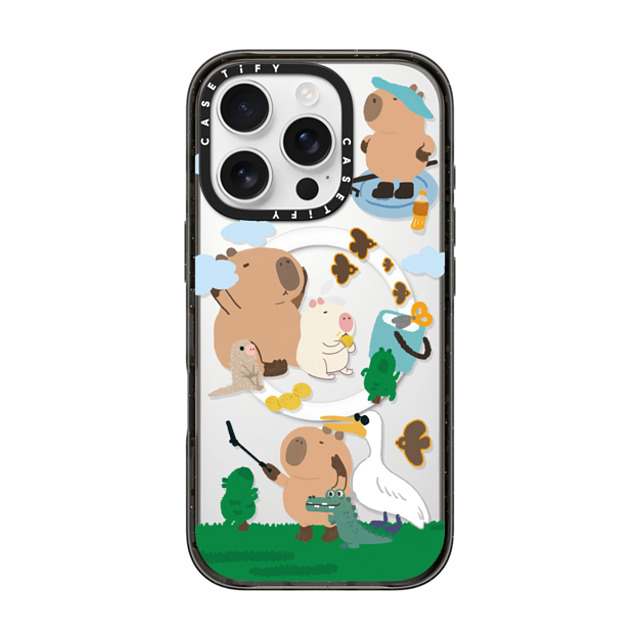 Capybara Biubiu x CASETiFY iPhone 16 Pro ケース ブラック インパクトケース MagSafe対応 Touring Capybara