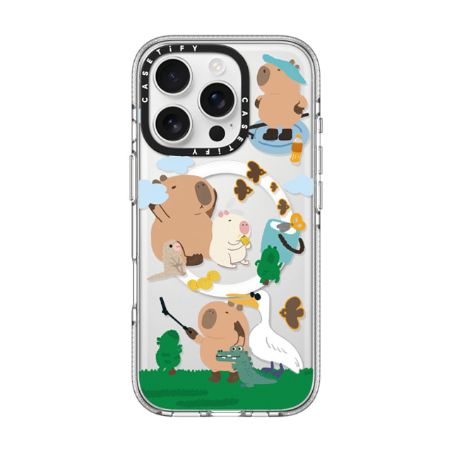 Capybara Biubiu x CASETiFY iPhone 16 Pro ケース クリア クリア ケース MagSafe対応 Touring Capybara