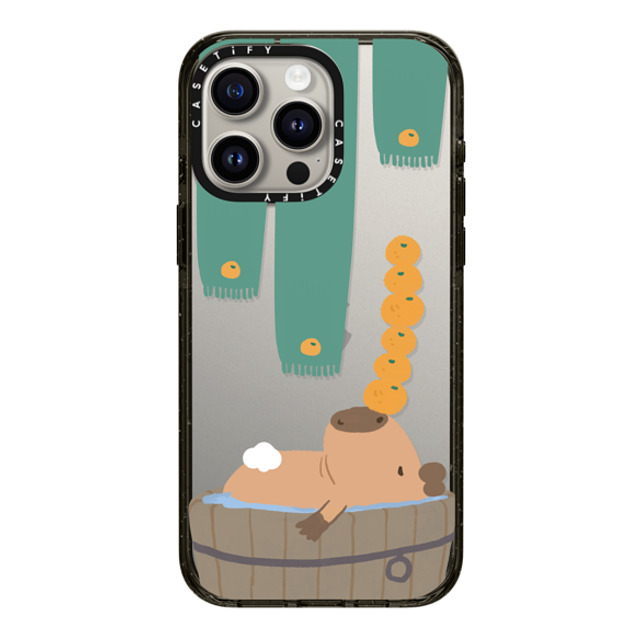 Capybara Biubiu x CASETiFY iPhone 15 Pro Max ケース ブラック インパクトケース Bathing Capybara