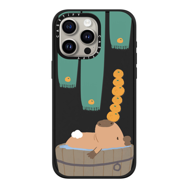 Capybara Biubiu x CASETiFY iPhone 15 Pro Max ケース マットブラック インパクトケース MagSafe対応 Bathing Capybara