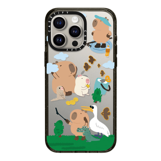 Capybara Biubiu x CASETiFY iPhone 15 Pro Max ケース ブラック インパクトケース Touring Capybara