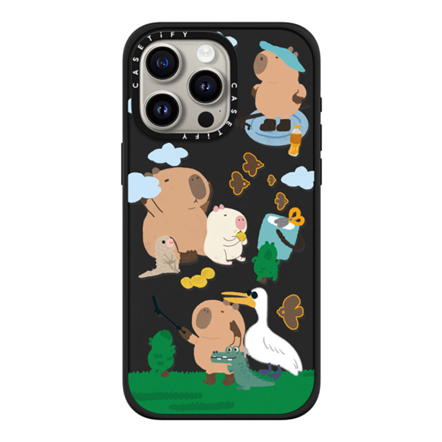 Capybara Biubiu x CASETiFY iPhone 15 Pro Max ケース マットブラック インパクトケース MagSafe対応 Touring Capybara