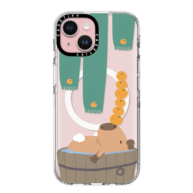 Capybara Biubiu x CASETiFY iPhone 15 ケース クリア クリア ケース MagSafe対応 Bathing Capybara