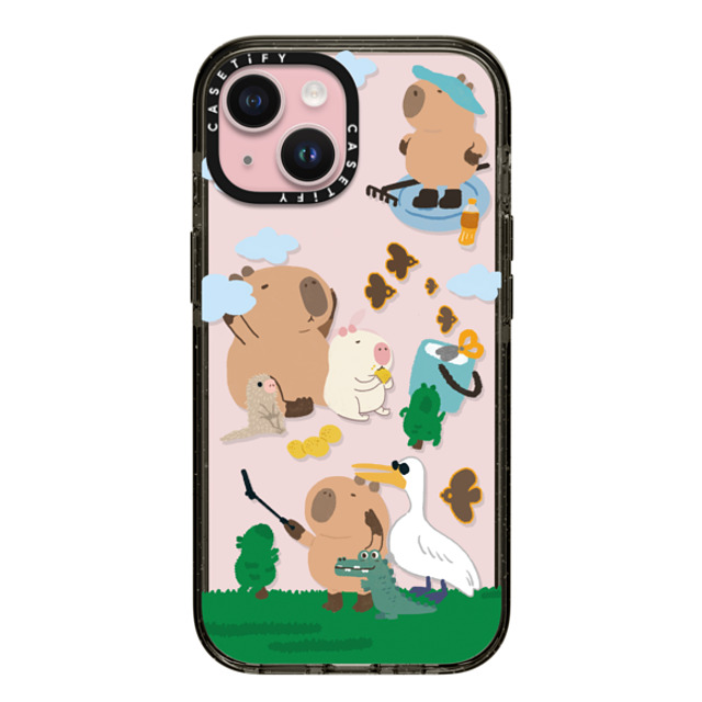 Capybara Biubiu x CASETiFY iPhone 15 ケース ブラック インパクトケース Touring Capybara