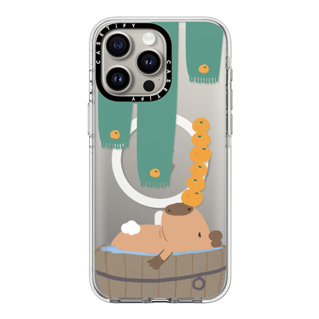 Capybara Biubiu x CASETiFY iPhone 15 Pro Max ケース クリア クリア ケース MagSafe対応 Bathing Capybara