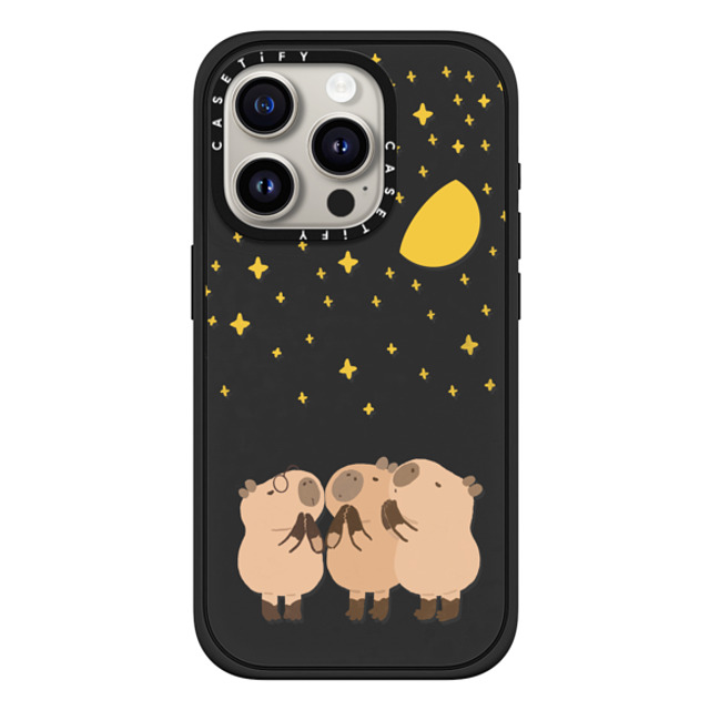 Capybara Biubiu x CASETiFY iPhone 15 Pro ケース マットブラック インパクトケース MagSafe対応 Wishing Capybara