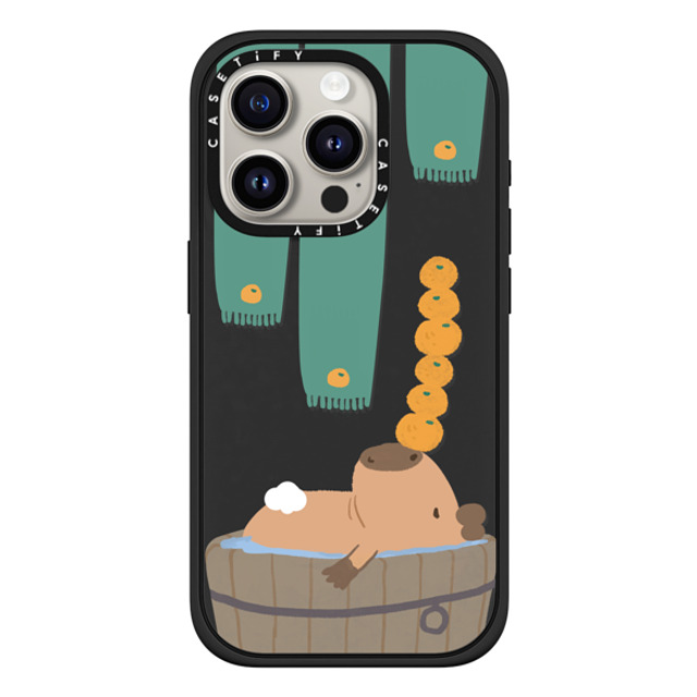 Capybara Biubiu x CASETiFY iPhone 15 Pro ケース マットブラック インパクトケース MagSafe対応 Bathing Capybara