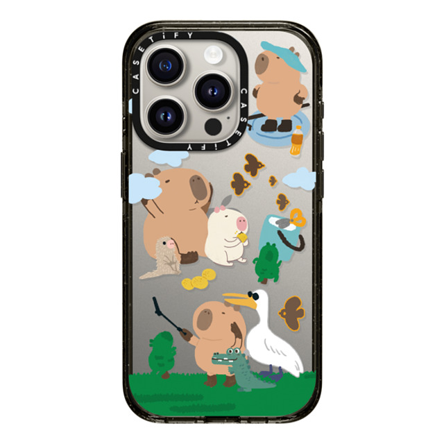 Capybara Biubiu x CASETiFY iPhone 15 Pro ケース ブラック インパクトケース Touring Capybara