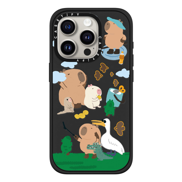 Capybara Biubiu x CASETiFY iPhone 15 Pro ケース マットブラック インパクトケース MagSafe対応 Touring Capybara