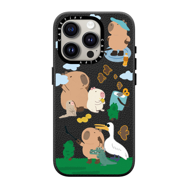 Capybara Biubiu x CASETiFY iPhone 15 Pro Case ジェットブラック ペブルケース MagSafe対応 Touring Capybara Capybara Biubiu x CASETiFY iPhone 15 Pro Case ジェットブラック ペブルケース MagSafe対応 Touring Capybara