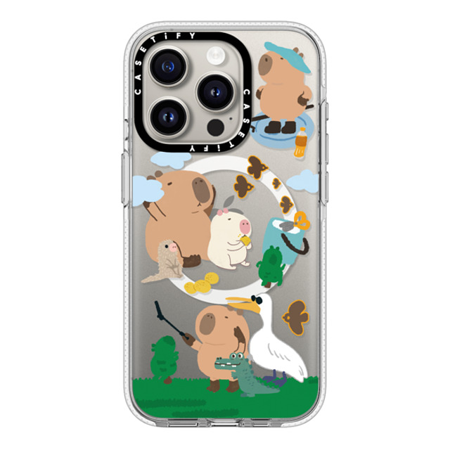 Capybara Biubiu x CASETiFY iPhone 15 Pro ケース クリア クリア ケース MagSafe対応 Touring Capybara