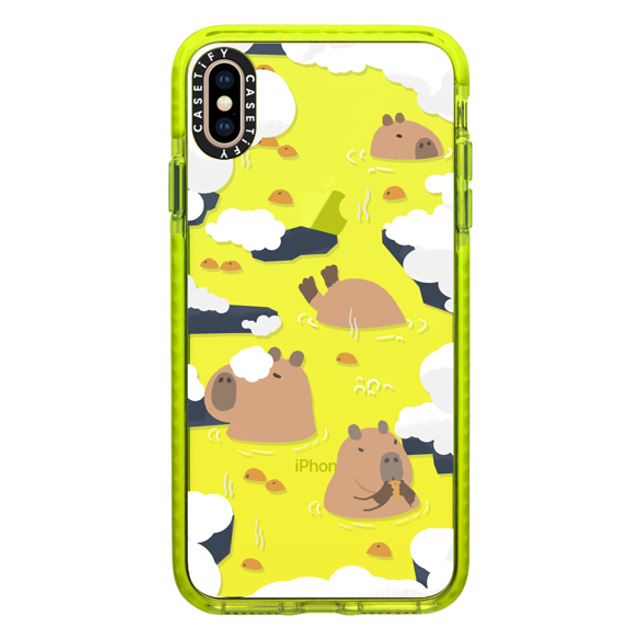 Capybara Biubiu x CASETiFY iPhone XS Max ケース ネオン イエロー インパクトケース Floating Capybara