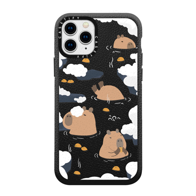 Capybara Biubiu x CASETiFY iPhone 11 Pro ケース ジェットブラック ペブルケース Floating Capybara