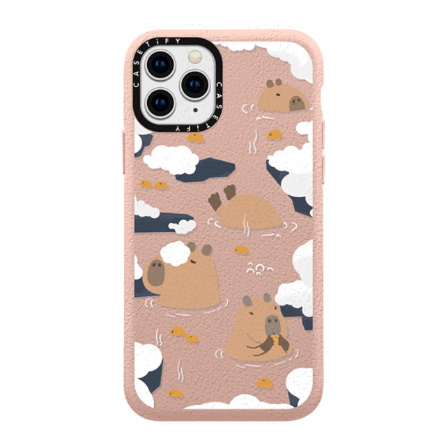 Capybara Biubiu x CASETiFY iPhone 11 Pro ケース ライトピンク ペブルケース Floating Capybara