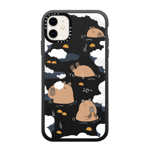 Capybara Biubiu x CASETiFY iPhone 11 ケース ジェットブラック ペブルケース Floating Capybara