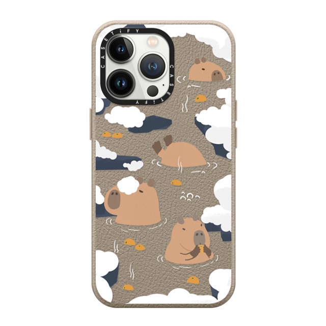 Capybara Biubiu x CASETiFY iPhone 13 Pro ケース Greige ペブルケース MagSafe対応 Floating Capybara