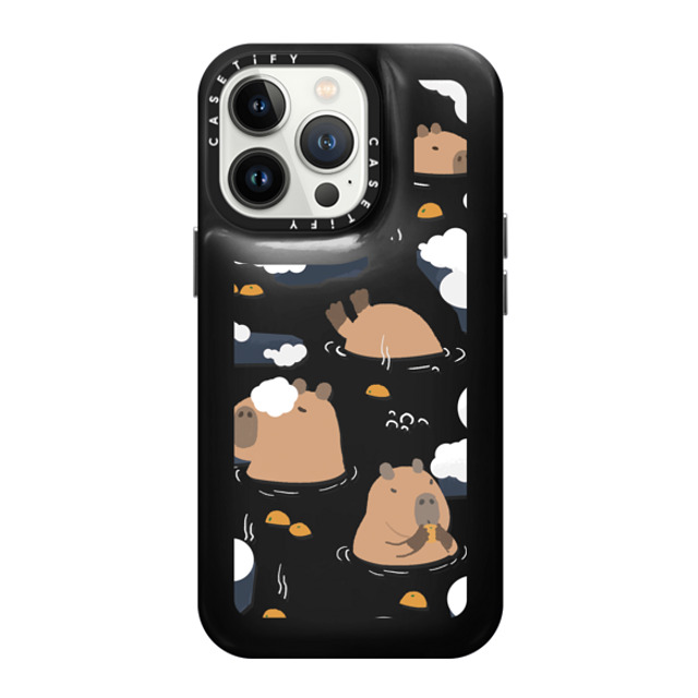 Capybara Biubiu x CASETiFY iPhone 13 Pro ケース Phantom Black ピローケース Floating Capybara