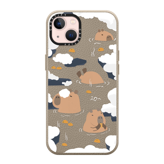 Capybara Biubiu x CASETiFY iPhone 13 ケース Greige ペブルケース MagSafe対応 Floating Capybara