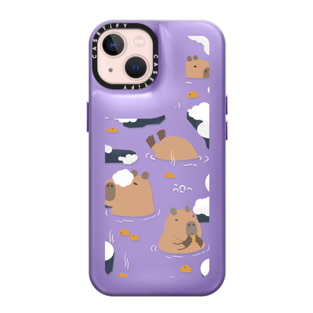 Capybara Biubiu x CASETiFY iPhone 13 ケース バイオレット パープル ピローケース Floating Capybara