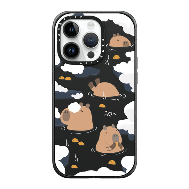 Capybara Biubiu x CASETiFY iPhone 14 Pro ケース マットブラック インパクトケース MagSafe対応 Floating Capybara