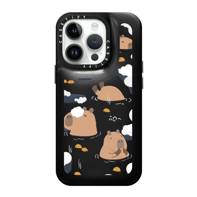 Capybara Biubiu x CASETiFY iPhone 14 Pro ケース Phantom Black ピローケース Floating Capybara