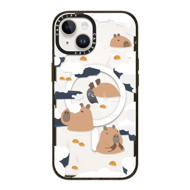 Capybara Biubiu x CASETiFY iPhone 14 ケース ブラック インパクトケース MagSafe対応 Floating Capybara