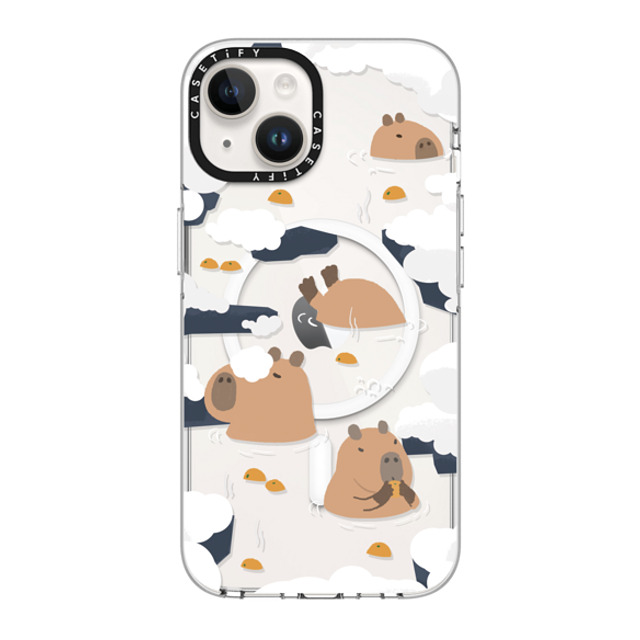 Capybara Biubiu x CASETiFY iPhone 14 ケース クリア クリア ケース MagSafe対応 Floating Capybara