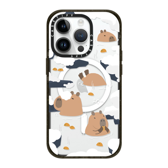 Capybara Biubiu x CASETiFY iPhone 14 Pro ケース ブラック インパクトケース MagSafe対応 Floating Capybara