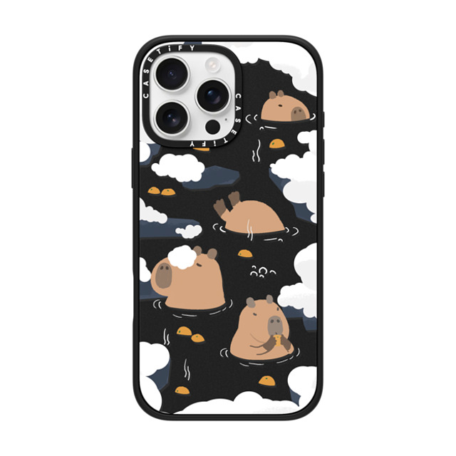 Capybara Biubiu x CASETiFY iPhone 16 Pro Max ケース マットブラック インパクトケース MagSafe対応 Floating Capybara