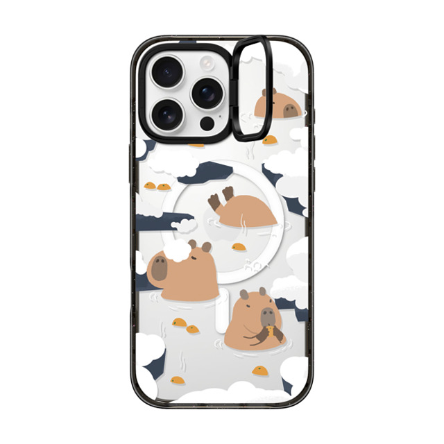 Capybara Biubiu x CASETiFY iPhone 16 Pro Max ケース ブラック インパクトリングスタンドケース MagSafe対応 Floating Capybara