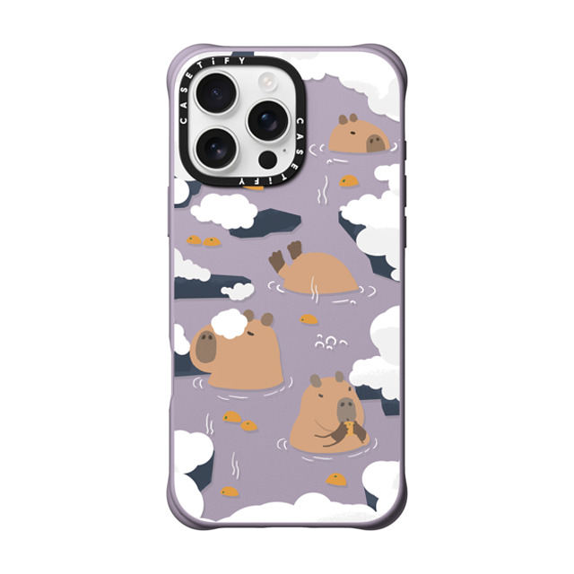 Capybara Biubiu x CASETiFY iPhone 16 Pro Max ケース Lilac BioVeg ケース MagSafe対応 Floating Capybara