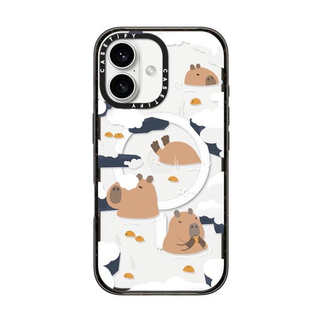 Capybara Biubiu x CASETiFY iPhone 16 ケース ブラック インパクトケース MagSafe対応 Floating Capybara