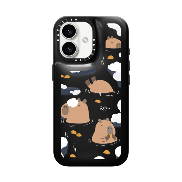 Capybara Biubiu x CASETiFY iPhone 16 ケース Phantom Black ピローケース Floating Capybara