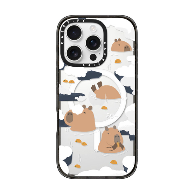 Capybara Biubiu x CASETiFY iPhone 16 Pro ケース ブラック インパクトケース MagSafe対応 Floating Capybara