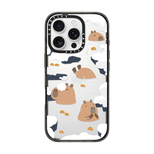 Capybara Biubiu x CASETiFY iPhone 16 Pro ケース ブラック インパクトケース Floating Capybara