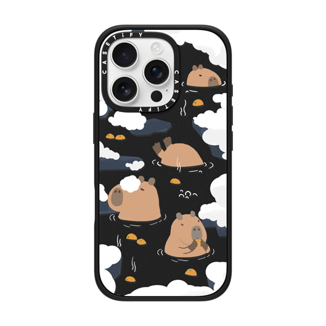 Capybara Biubiu x CASETiFY iPhone 16 Pro ケース マットブラック インパクトケース Floating Capybara