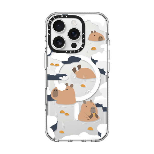 Capybara Biubiu x CASETiFY iPhone 16 Pro ケース クリア クリア ケース MagSafe対応 Floating Capybara