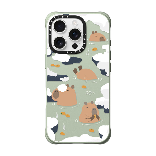 Capybara Biubiu x CASETiFY iPhone 16 Pro ケース Mint BioVeg ケース MagSafe対応 Floating Capybara