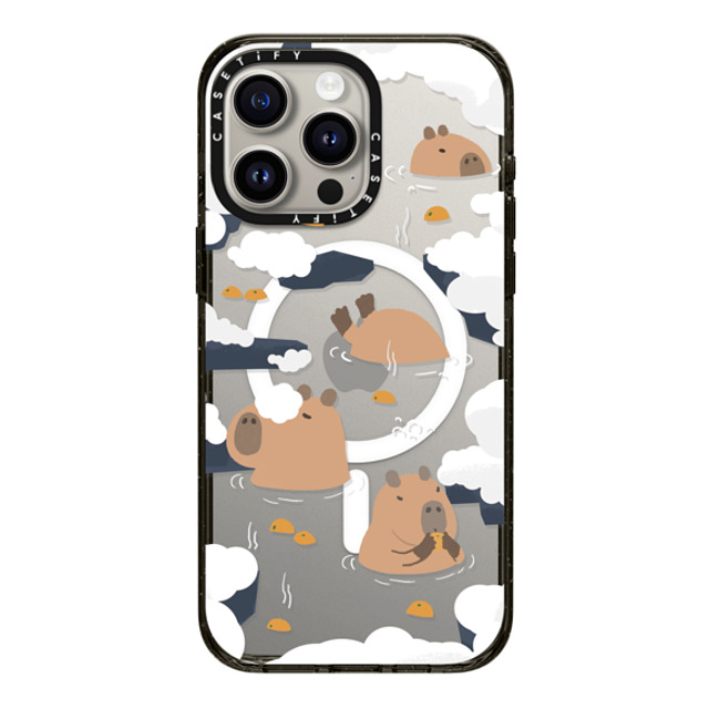 Capybara Biubiu x CASETiFY iPhone 15 Pro Max ケース ブラック インパクトケース MagSafe対応 Floating Capybara