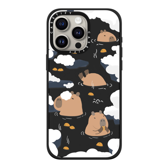 Capybara Biubiu x CASETiFY iPhone 15 Pro Max ケース マットブラック インパクトケース MagSafe対応 Floating Capybara