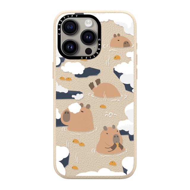 Capybara Biubiu x CASETiFY iPhone 15 Pro Max ケース オートミルク ペブルケース MagSafe対応 Floating Capybara